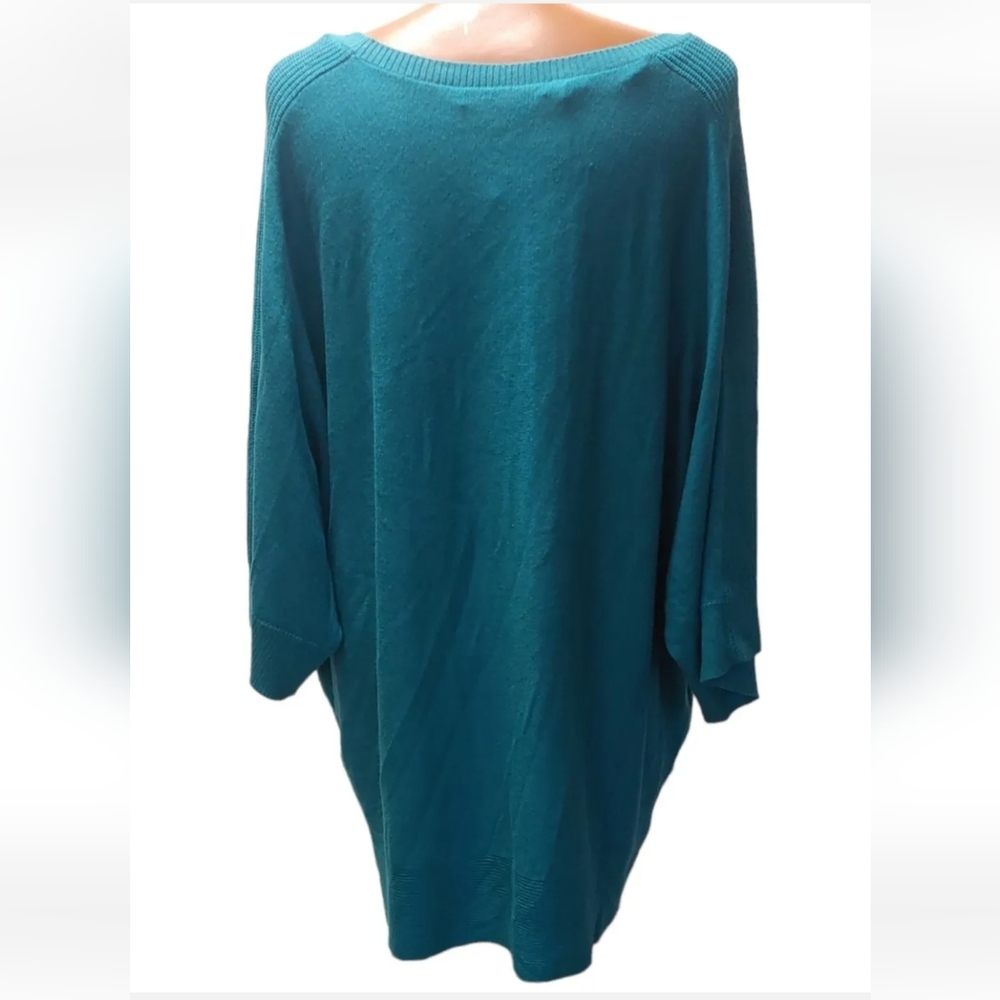 Sejour Lagenlook Lightweight Knit Top Teal Dolman Sleeve Woman Plus Sz 2X Nwt - Picture 3 of 7